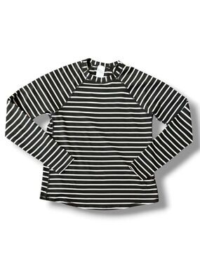 Kona Sol Black/White Striped UPF 50 Long Sleeve Rash Guard Tee Size Small